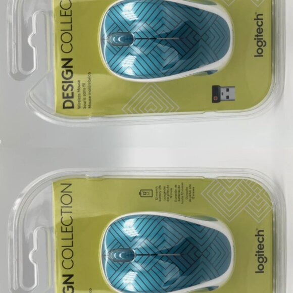 New color-Teal Maze Logitech Design Collection Optical Wireless Mouse, 2 units - Picture 3 of 3